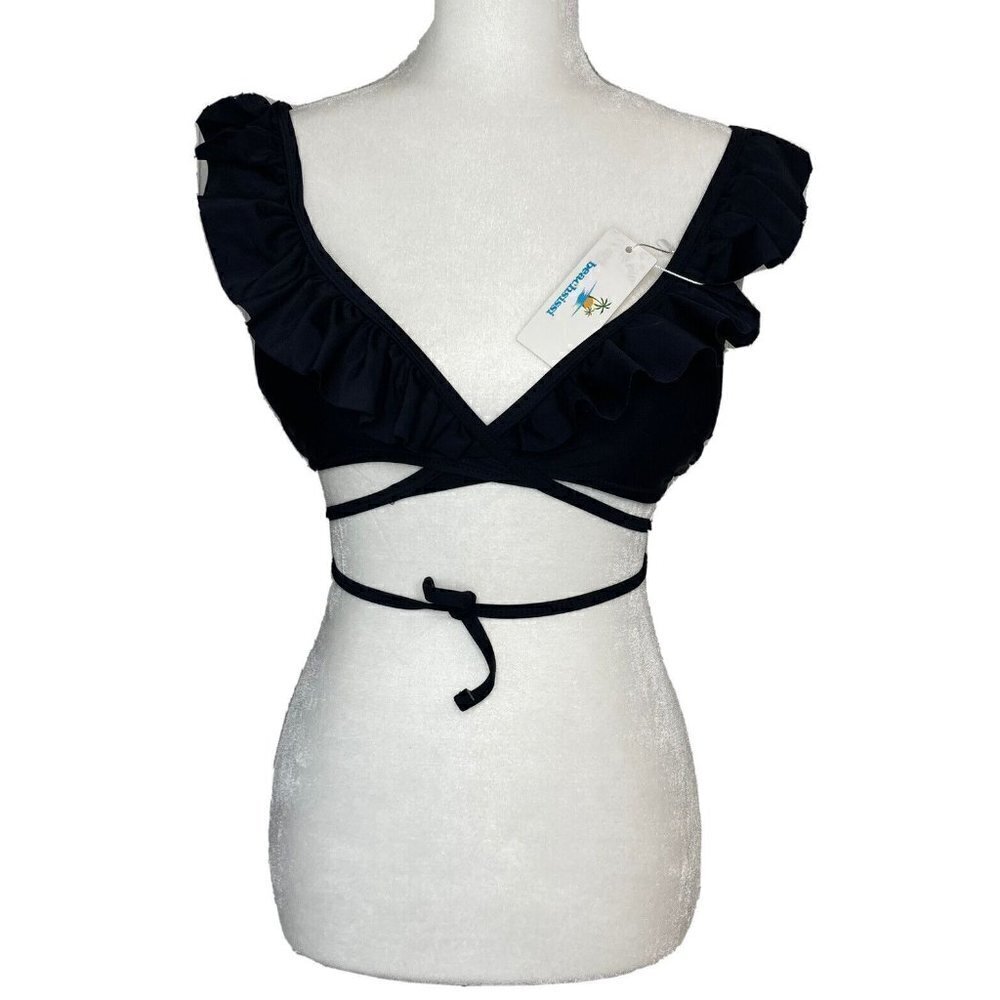 Beachsissi NWT Ruffle Wrap Tie Up  Bikini Swim Top-M